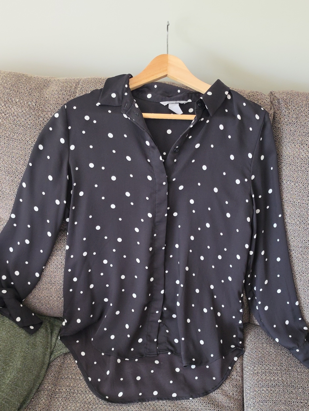 H&M Black Shirt with White Polka Dots